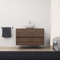 Inda - Mobile bagno L.100 con lavabo in appoggio / Rovere castano 2 cassetti - Diamante