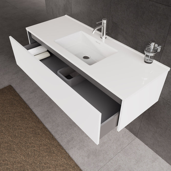 Inda - Mobile bagno L.120 con lavabo lucido / Bianco opaco 1 cassetto - Diamante