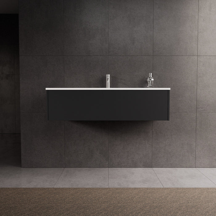 Inda - Mobile bagno L.120 con lavabo lucido / Nero opaco 1 cassetto - Diamante