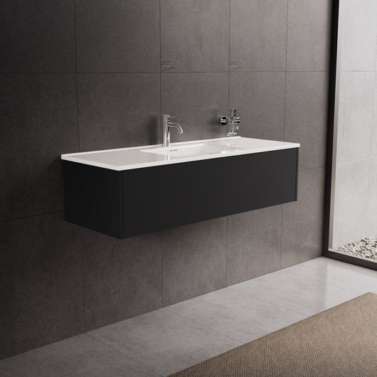Inda - Mobile bagno L.120 con lavabo lucido / Nero opaco 1 cassetto - Diamante