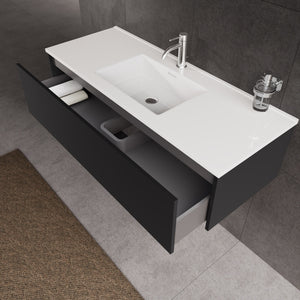 Inda - Mobile bagno L.120 con lavabo lucido / Nero opaco 1 cassetto - Diamante