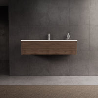 Inda - Mobile bagno L.120 con lavabo lucido / Rovere castano 1 cassetto - Diamante