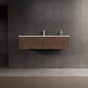 Inda - Mobile bagno L.120 con lavabo lucido / Rovere castano 1 cassetto - Diamante