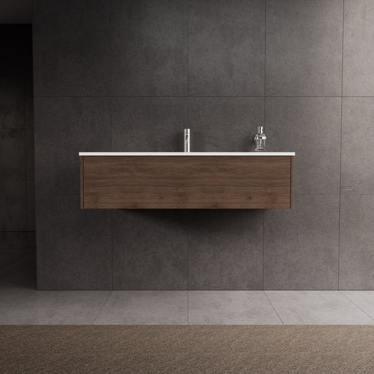 Inda - Mobile bagno L.120 con lavabo lucido / Rovere castano 1 cassetto - Diamante