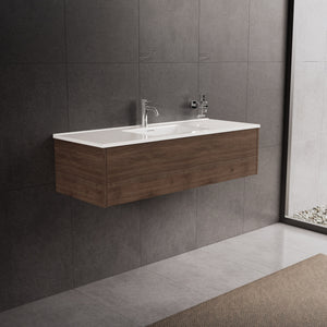 Inda - Mobile bagno L.120 con lavabo lucido / Rovere castano 1 cassetto - Diamante
