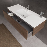 Inda - Mobile bagno L.120 con lavabo lucido / Rovere castano 1 cassetto - Diamante