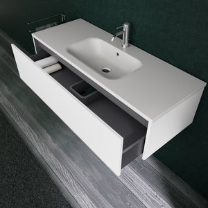 Inda - Mobile bagno L.120 con lavabo opaco / Bianco opaco 1 cassetto - Diamante