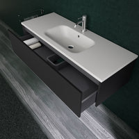 Inda - Mobile bagno L.120 con lavabo opaco / Nero opaco 1 cassetto - Diamante