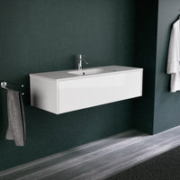 Inda - Mobile bagno L.120 con lavabo opaco / Bianco lucido 1 cassetto - Diamante