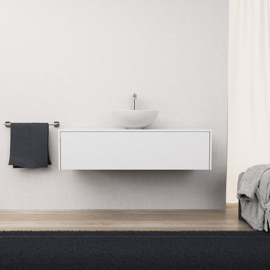 Inda - Mobile bagno L.120 con lavabo in appoggio / Bianco opaco 1 cassetto - Diamante