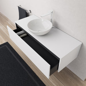 Inda - Mobile bagno L.120 con lavabo in appoggio / Bianco opaco 1 cassetto - Diamante