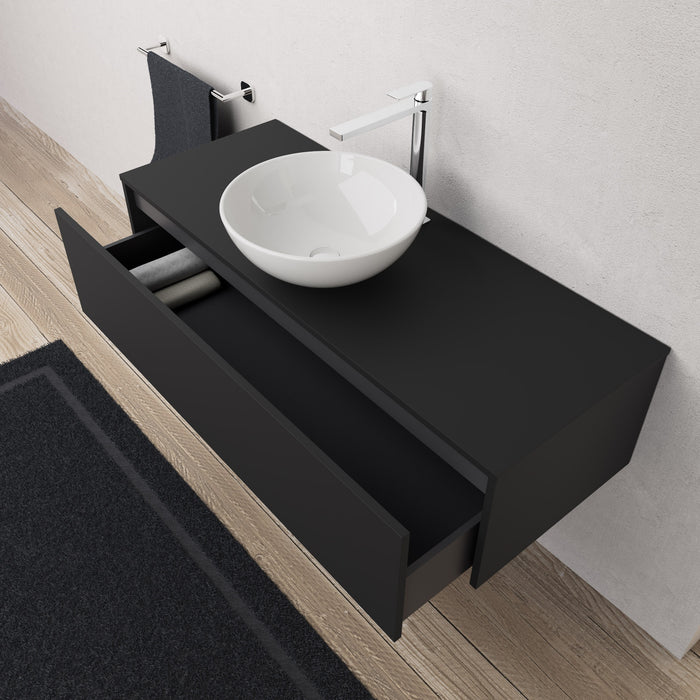 Inda - Mobile bagno L.120 con lavabo in appoggio / Nero opaco 1 cassetto - Diamante