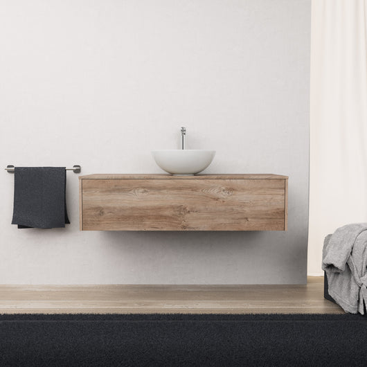 Inda - Mobile bagno L.120 con lavabo in appoggio / Rovere naturale 1 cassetto - Diamante