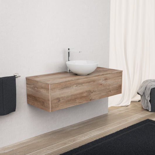 Inda - Mobile bagno L.120 con lavabo in appoggio / Rovere naturale 1 cassetto - Diamante
