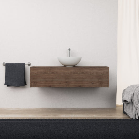 Inda - Mobile bagno L.120 con lavabo in appoggio / Rovere castano 1 cassetto - Diamante