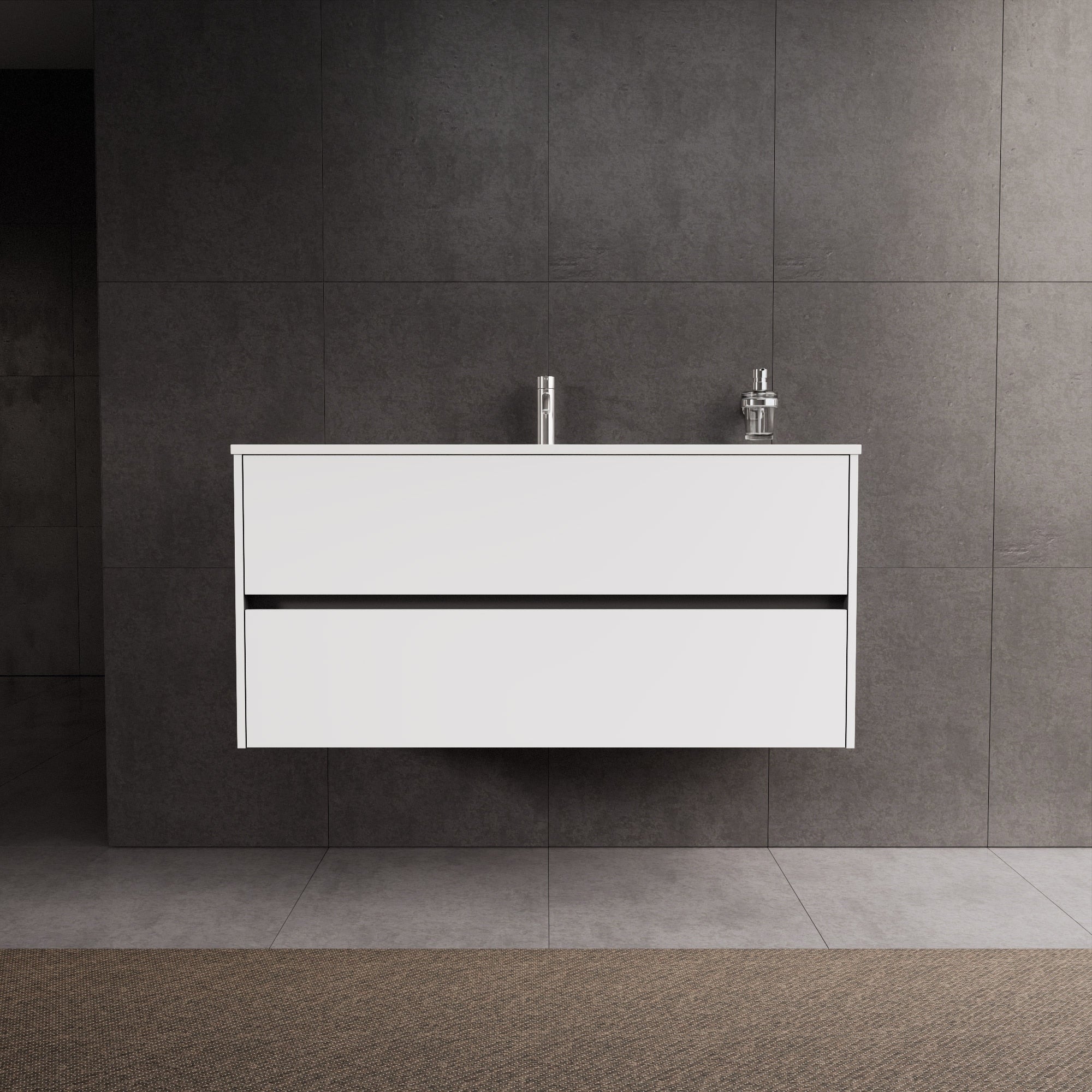 Inda - Mobile bagno L.120 con lavabo lucido / Bianco opaco 2 cassetti - Diamante