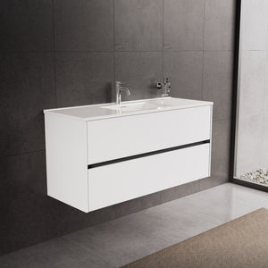 Inda - Mobile bagno L.120 con lavabo lucido / Bianco opaco 2 cassetti - Diamante