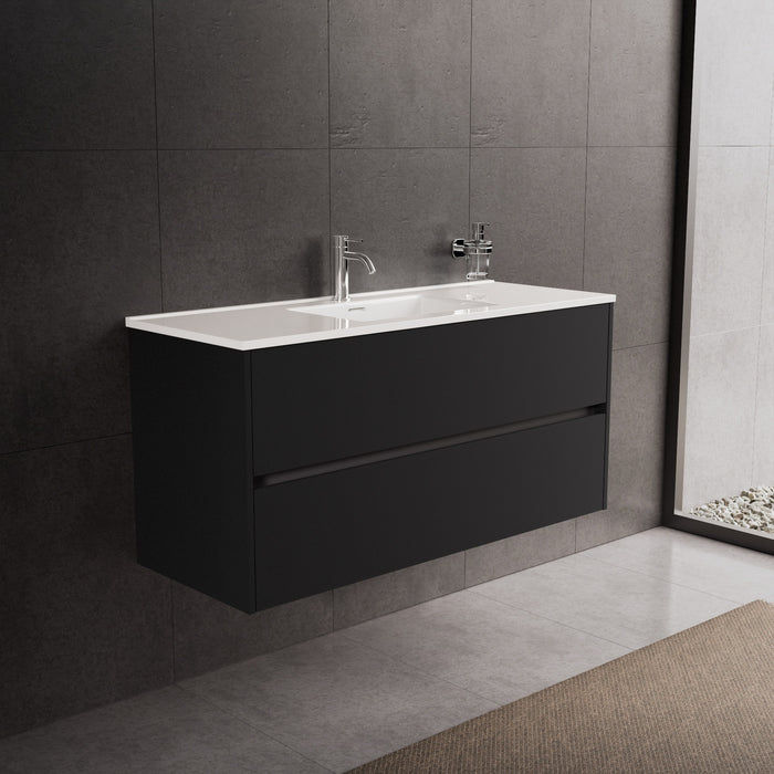 Inda - Mobile bagno L.120 con lavabo lucido / Nero opaco 2 cassetti - Diamante