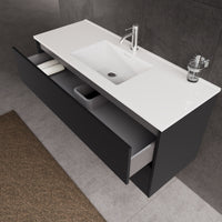 Inda - Mobile bagno L.120 con lavabo lucido / Nero opaco 2 cassetti - Diamante