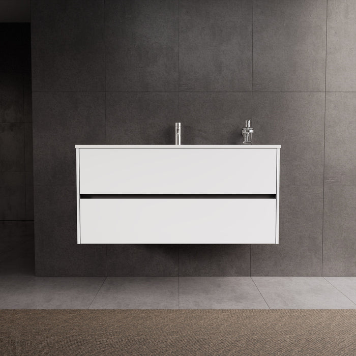 Inda - Mobile bagno L.120 con lavabo lucido / Bianco lucido 2 cassetti - Diamante
