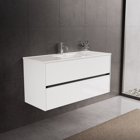 Inda - Mobile bagno L.120 con lavabo lucido / Bianco lucido 2 cassetti - Diamante