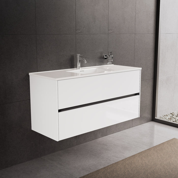 Inda - Mobile bagno L.120 con lavabo lucido / Bianco lucido 2 cassetti - Diamante