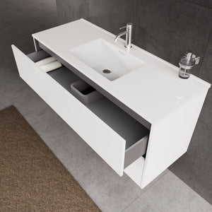 Inda - Mobile bagno L.120 con lavabo lucido / Bianco lucido 2 cassetti - Diamante