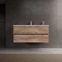 Inda - Mobile bagno L.120 con lavabo lucido / Rovere naturale 2 cassetti - Diamante