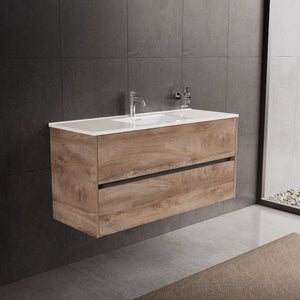Inda - Mobile bagno L.120 con lavabo lucido / Rovere naturale 2 cassetti - Diamante
