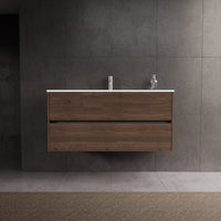 Inda - Mobile bagno L.120 con lavabo lucido / Rovere castano 2 cassetti - Diamante