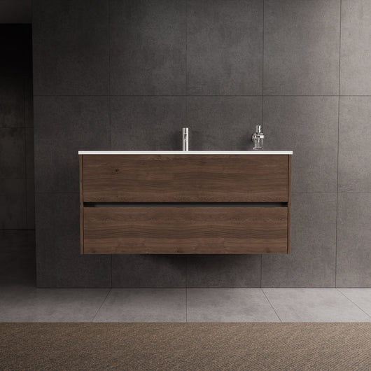 Inda - Mobile bagno L.120 con lavabo lucido / Rovere castano 2 cassetti - Diamante