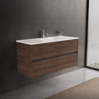 Inda - Mobile bagno L.120 con lavabo lucido / Rovere castano 2 cassetti - Diamante