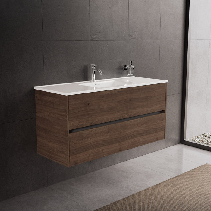 Inda - Mobile bagno L.120 con lavabo lucido / Rovere castano 2 cassetti - Diamante