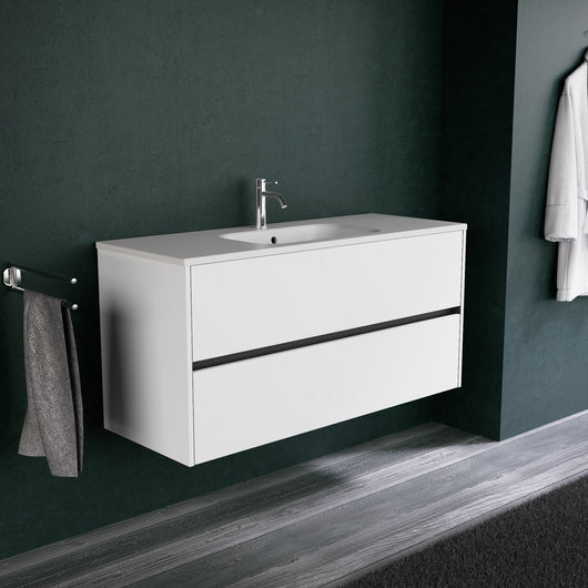 Inda - Mobile bagno L.120 con lavabo opaco / Bianco opaco 2 cassetti - Diamante