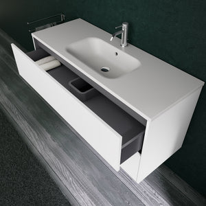 Inda - Mobile bagno L.120 con lavabo opaco / Bianco opaco 2 cassetti - Diamante