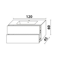 Inda - Mobile bagno L.120 con lavabo opaco / Nero opaco 2 cassetti - Diamante