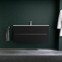 Inda - Mobile bagno L.120 con lavabo opaco / Nero opaco 2 cassetti - Diamante