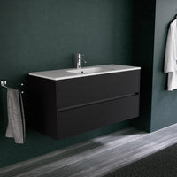 Inda - Mobile bagno L.120 con lavabo opaco / Nero opaco 2 cassetti - Diamante