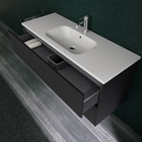 Inda - Mobile bagno L.120 con lavabo opaco / Nero opaco 2 cassetti - Diamante
