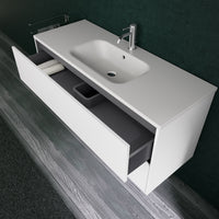 Inda - Mobile bagno L.120 con lavabo opaco / Bianco lucido 2 cassetti - Diamante