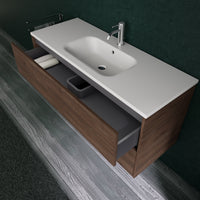 Inda - Mobile bagno L.120 con lavabo opaco / Rovere castano 2 cassetti - Diamante