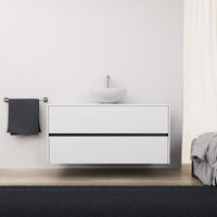 Inda - Mobile bagno L.120 con lavabo in appoggio / Bianco opaco 2 cassetti - Diamante