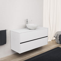 Inda - Mobile bagno L.120 con lavabo in appoggio / Bianco opaco 2 cassetti - Diamante