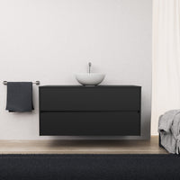 Inda - Mobile bagno L.120 con lavabo in appoggio / Nero opaco 2 cassetti - Diamante