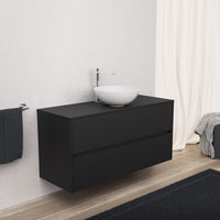 Inda - Mobile bagno L.120 con lavabo in appoggio / Nero opaco 2 cassetti - Diamante