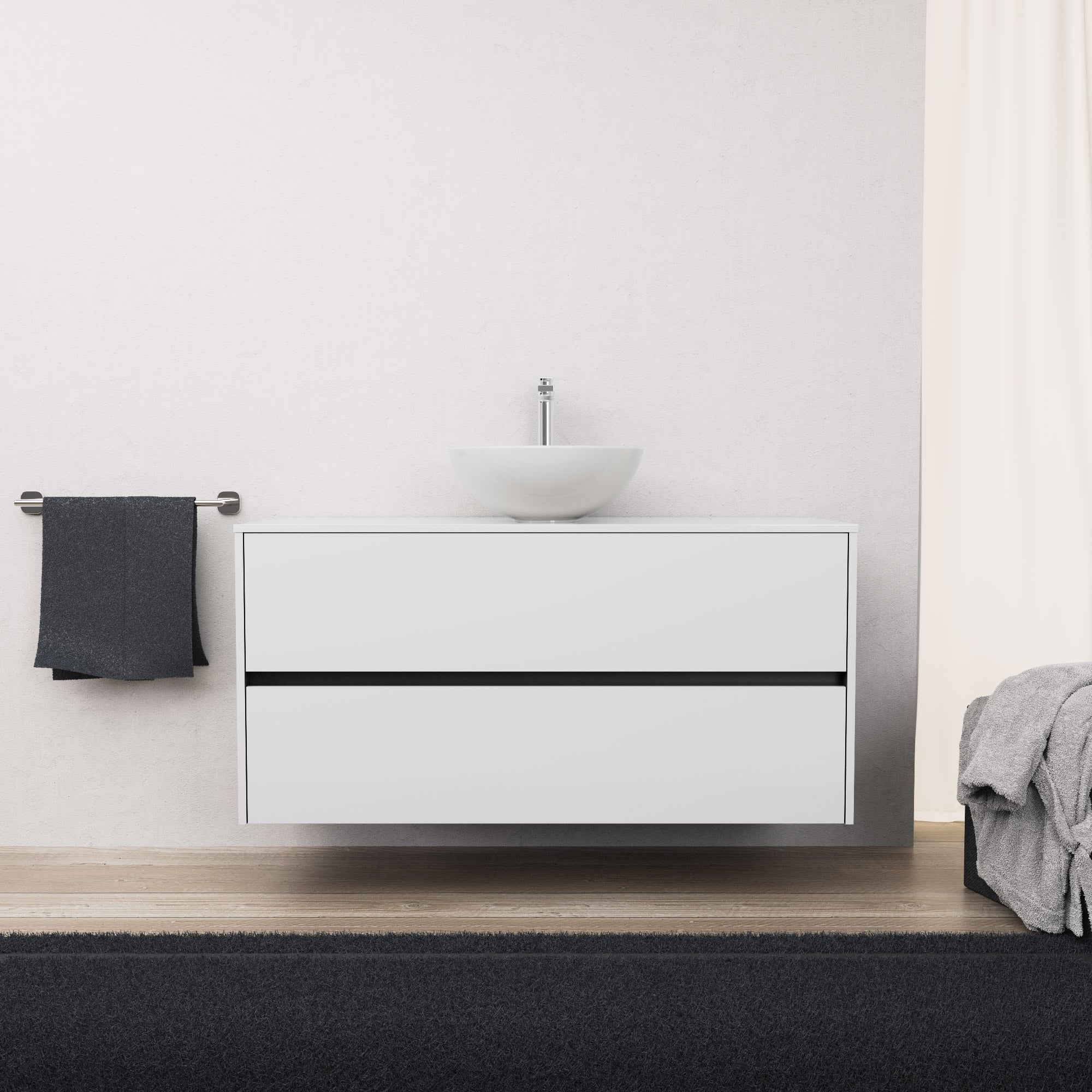 Inda - Mobile bagno L.120 con lavabo in appoggio / Bianco lucido 2 cassetti - Diamante