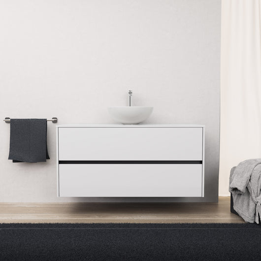 Inda - Mobile bagno L.120 con lavabo in appoggio / Bianco lucido 2 cassetti - Diamante