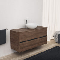 Inda - Mobile bagno L.120 con lavabo in appoggio / Rovere castano 2 cassetti - Diamante