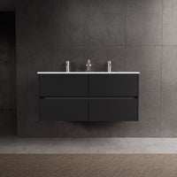 Inda - Mobile bagno L.120 con doppio lavabo lucido / Nero opaco 4 cassetti - Diamante