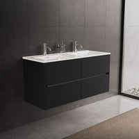 Inda - Mobile bagno L.120 con doppio lavabo lucido / Nero opaco 4 cassetti - Diamante